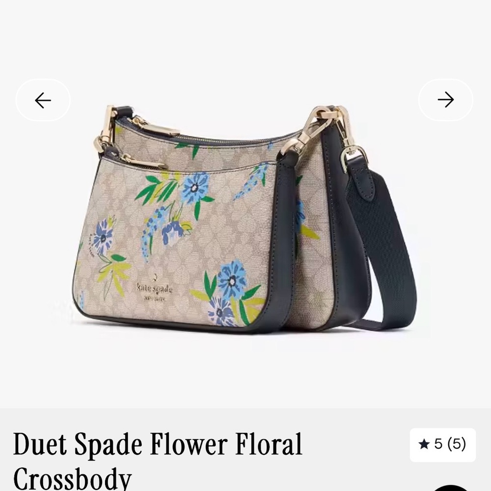 NWT Kate Spade Floral Duet Spade Crossbody Bag in Beige and Blue Flowers